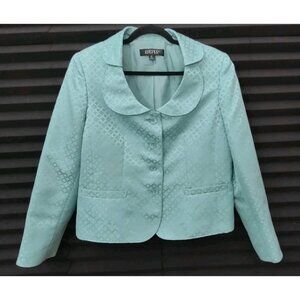 Kasper Women Mint Green Blazer Lined Jacket Size 12 Clear Bottom Elegant